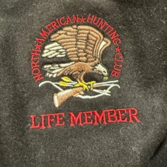 VTG North American Hunting Club Jacket Mens L Black Leather Wool Life Members - Picture 3 of 16